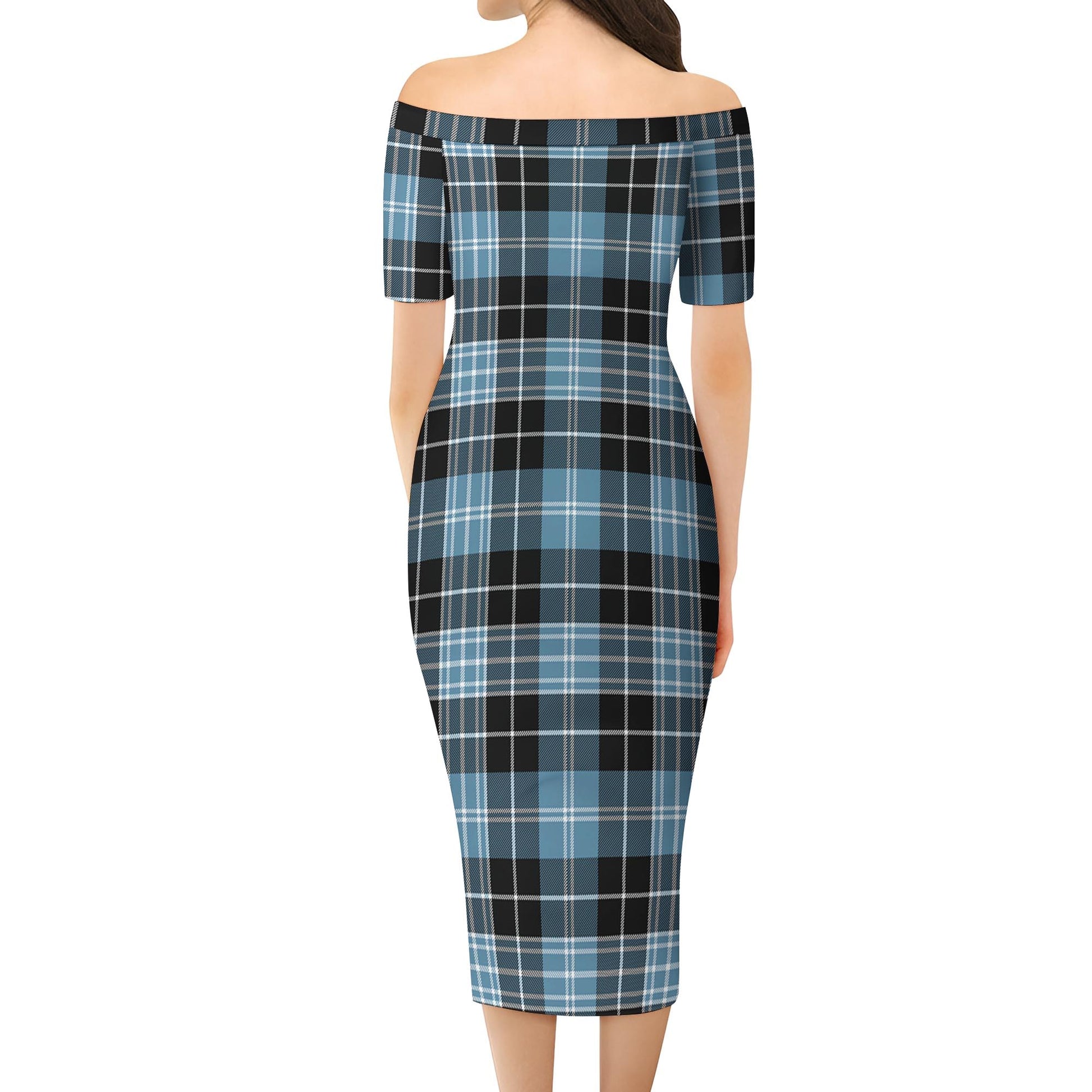 Clark Ancient Tartan Off Shoulder Lady Dress - Tartanvibesclothing