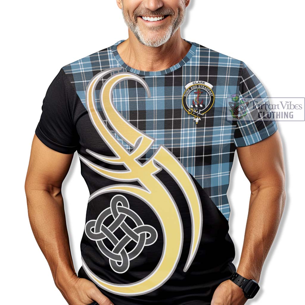 Tartan Vibes Clothing Clark Ancient Tartan T-Shirt with Family Crest and Celtic Symbol Style