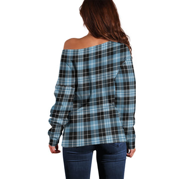 Clark Ancient Tartan Off Shoulder Women Sweater with Family Crest