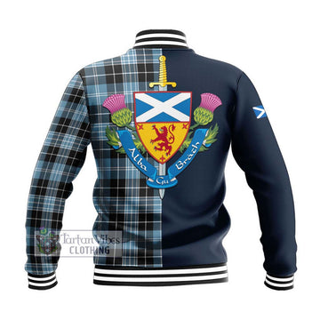 Clark Ancient Tartan Baseball Jacket Alba with Scottish Lion Royal Arm Half Style