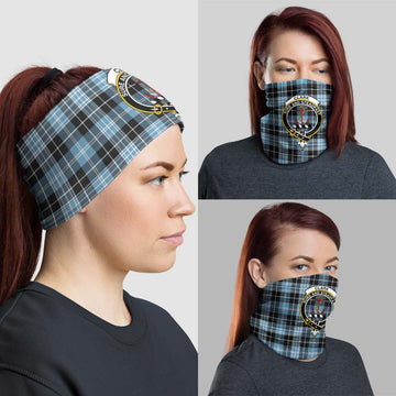 Clark Ancient Tartan Neck Gaiters, Tartan Bandanas, Tartan Head Band with Family Crest