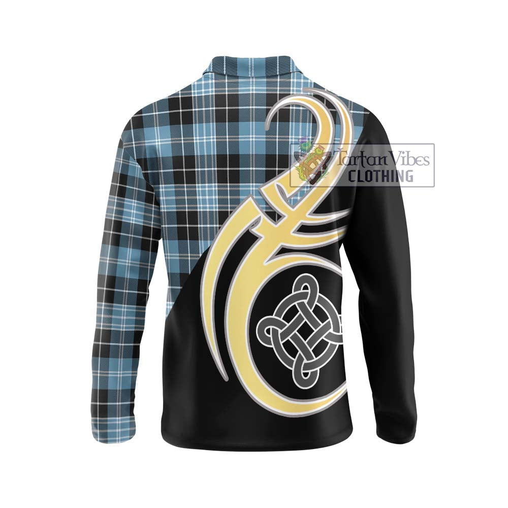 Clark Ancient Tartan Long Sleeve Polo Shirt with Family Crest and Celtic Symbol Style - Tartan Vibes Clothing