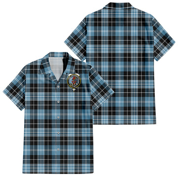 Clark Ancient Tartan Short Sleeve Button Down Shirt with Family Crest