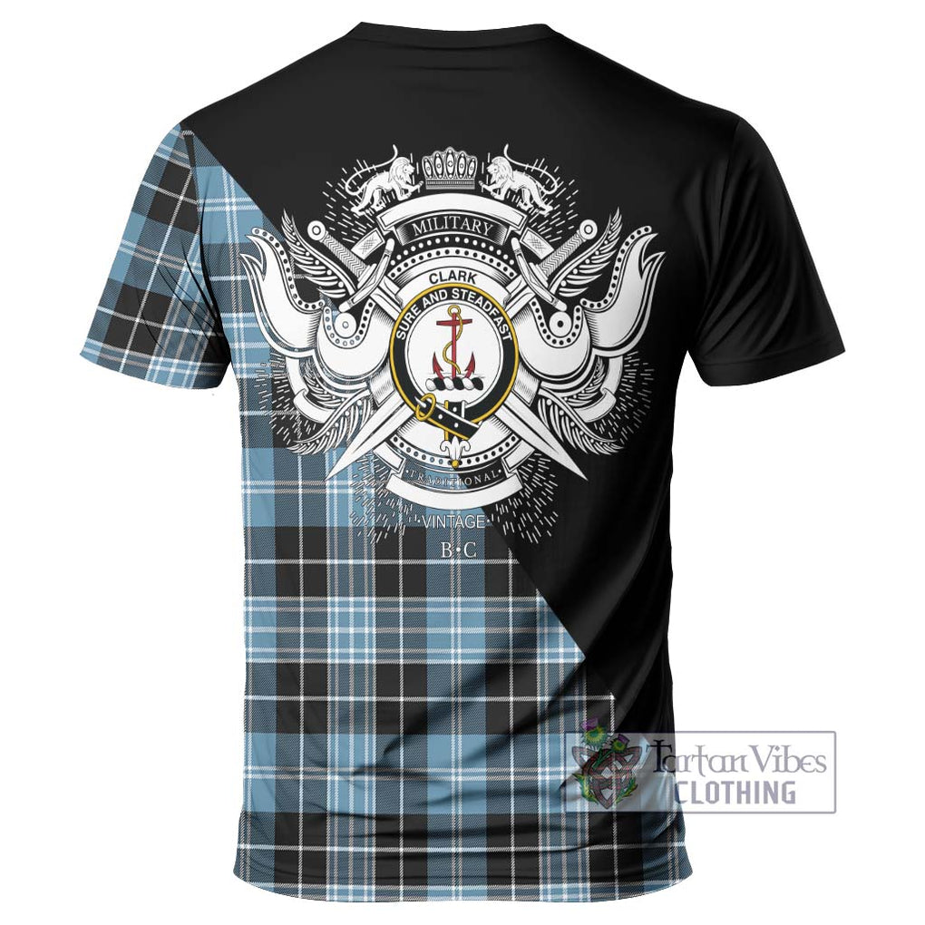 Clark Ancient Tartan T-Shirt with Family Crest and Military Logo Style - Tartanvibesclothing Shop