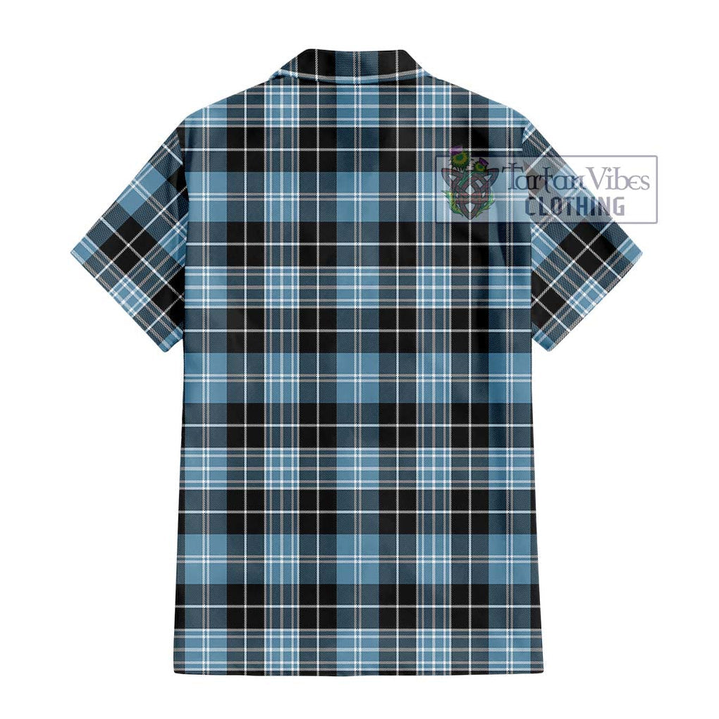 Clark Ancient Tartan Short Sleeve Button Shirt with Family Crest DNA In Me Style - Tartanvibesclothing Shop