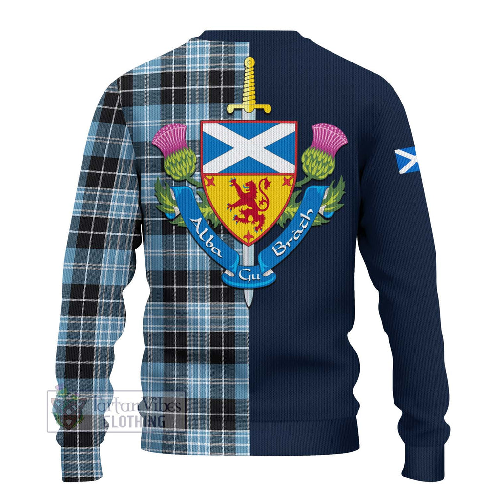 Tartan Vibes Clothing Clark Ancient Tartan Knitted Sweater with Scottish Lion Royal Arm Half Style