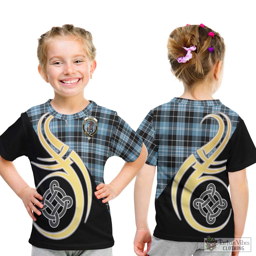 Clark Ancient Tartan Kid T-Shirt with Family Crest and Celtic Symbol Style - Tartan Vibes Clothing