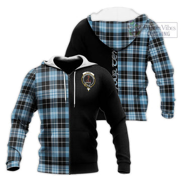 Clark Ancient Tartan Knitted Hoodie with Family Crest and Half Of Me Style