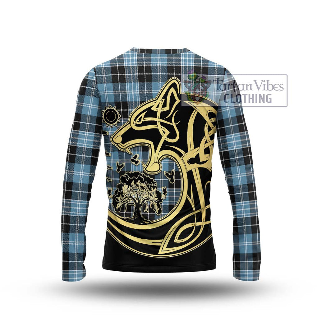 Clark Ancient Tartan Long Sleeve T-Shirt with Family Crest Celtic Wolf Style - Tartan Vibes Clothing