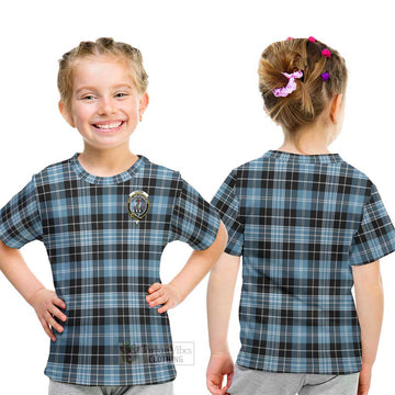 Clark Ancient Tartan Kid T-Shirt with Family Crest