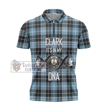 Clark Ancient Tartan Zipper Polo Shirt with Family Crest DNA In Me Style