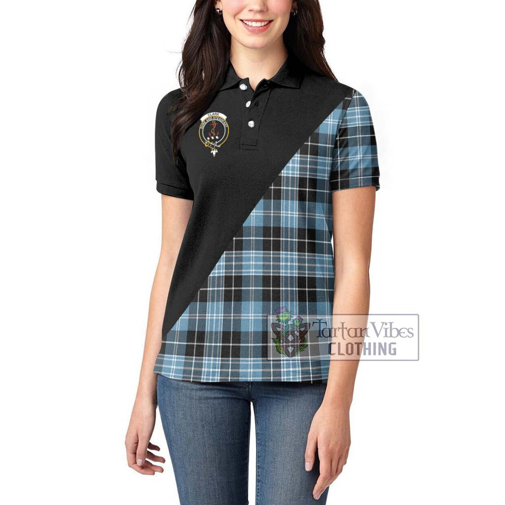 Clark Ancient Tartan Women's Polo Shirt with Family Crest and Military Logo Style - Tartanvibesclothing Shop