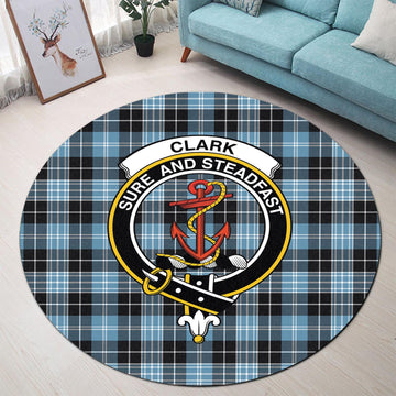 Clark Ancient Tartan Round Rug with Family Crest