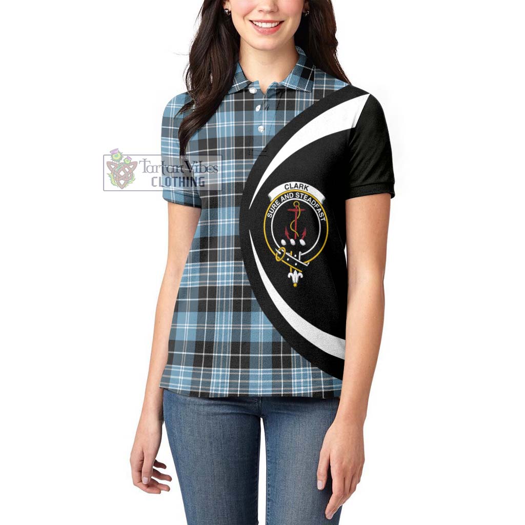 Clark Ancient Tartan Women's Polo Shirt with Family Crest Circle Style - Tartan Vibes Clothing