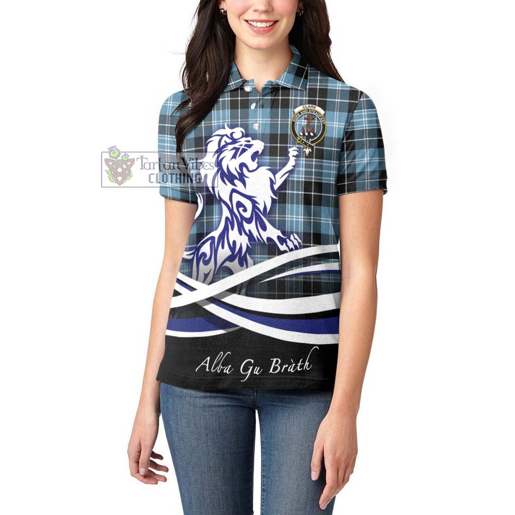 Clark Ancient Tartan Women's Polo Shirt with Alba Gu Brath Regal Lion Emblem - Tartanvibesclothing Shop