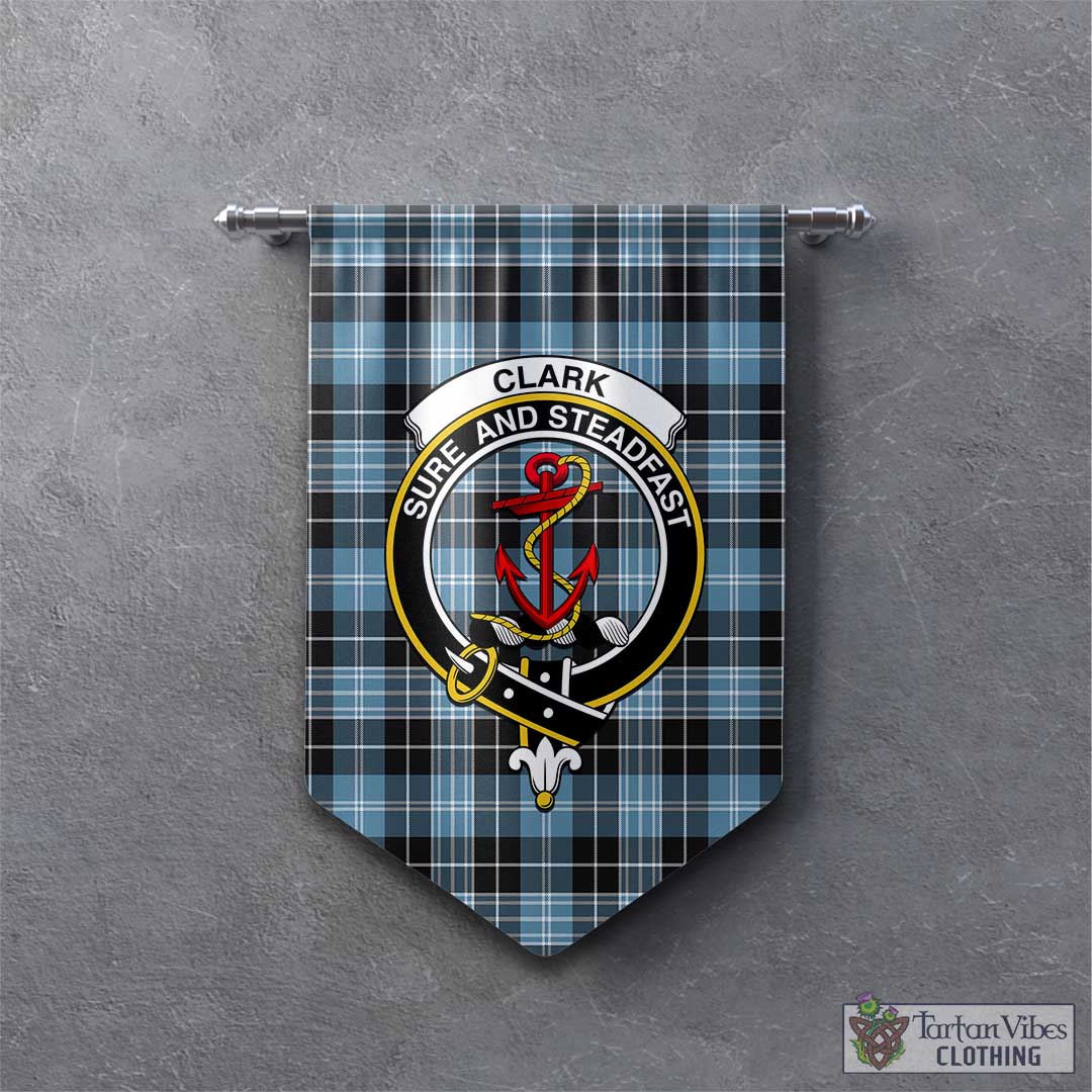 Tartan Vibes Clothing Clark Ancient Tartan Gonfalon, Tartan Banner with Family Crest