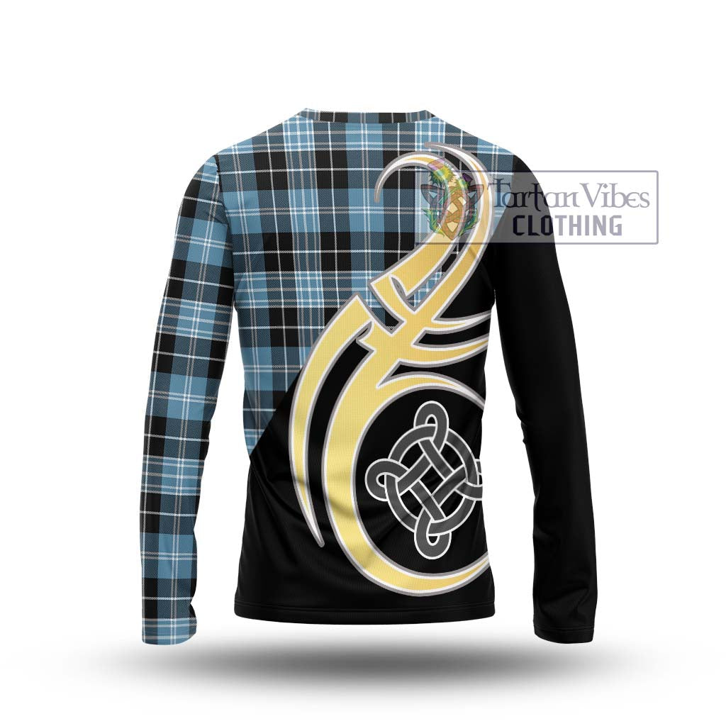 Clark Ancient Tartan Long Sleeve T-Shirt with Family Crest and Celtic Symbol Style - Tartan Vibes Clothing