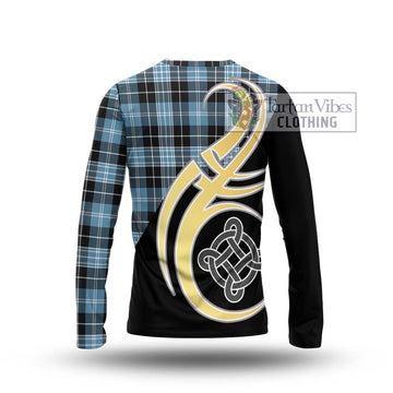 Clark Ancient Tartan Long Sleeve T-Shirt with Family Crest and Celtic Symbol Style