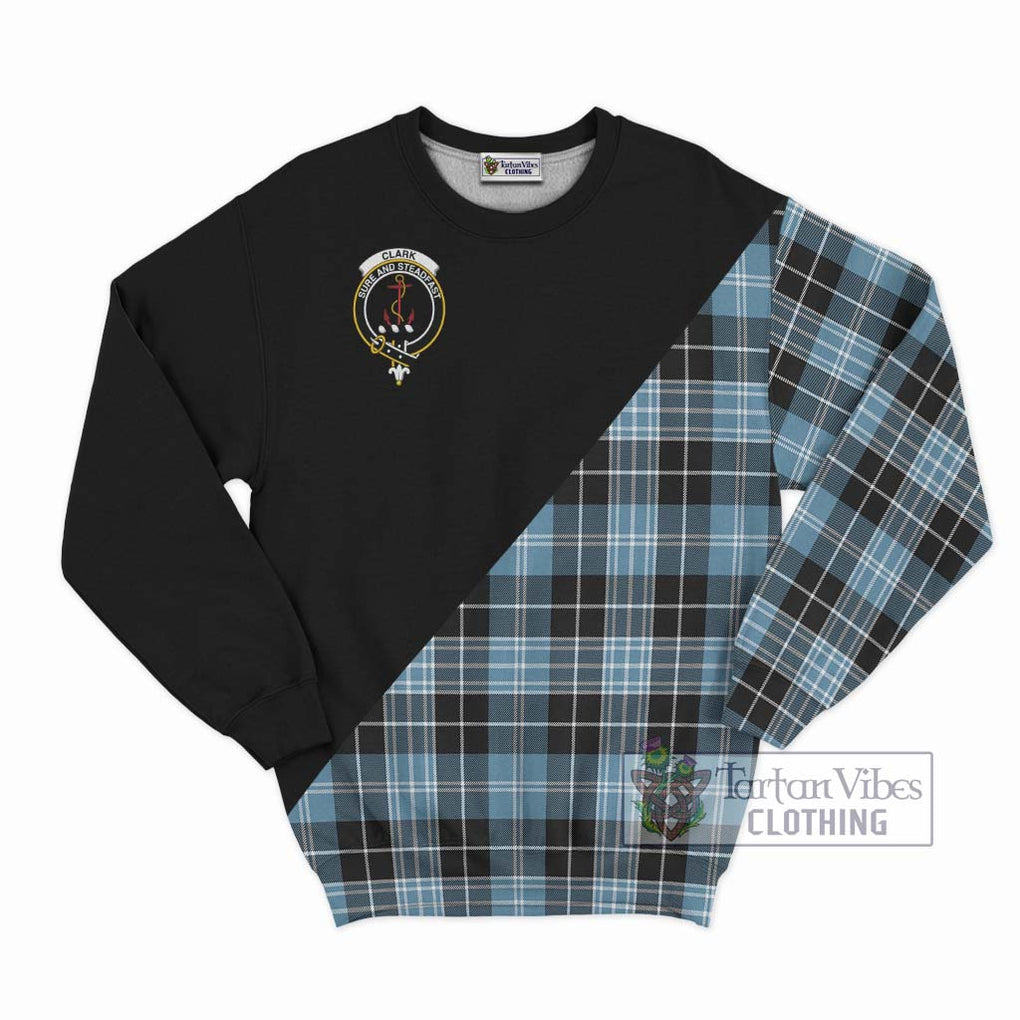 Clark Ancient Tartan Sweatshirt with Family Crest and Military Logo Style - Tartanvibesclothing Shop