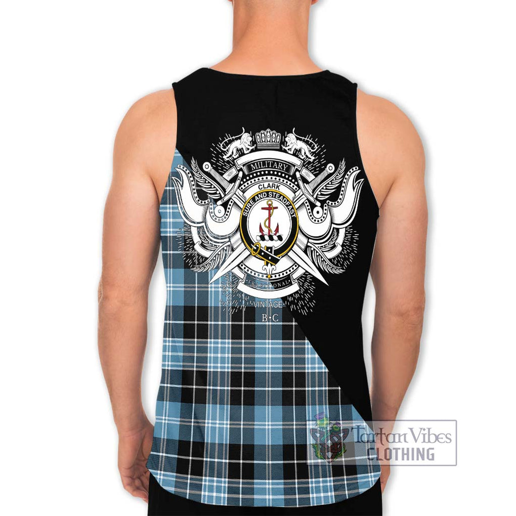 Clark Ancient Tartan Men's Tank Top with Family Crest and Military Logo Style - Tartanvibesclothing Shop