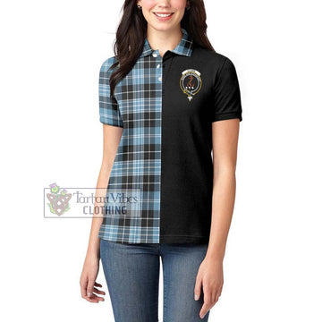 Clark Ancient Tartan Women's Polo Shirt with Family Crest and Half Of Me Style