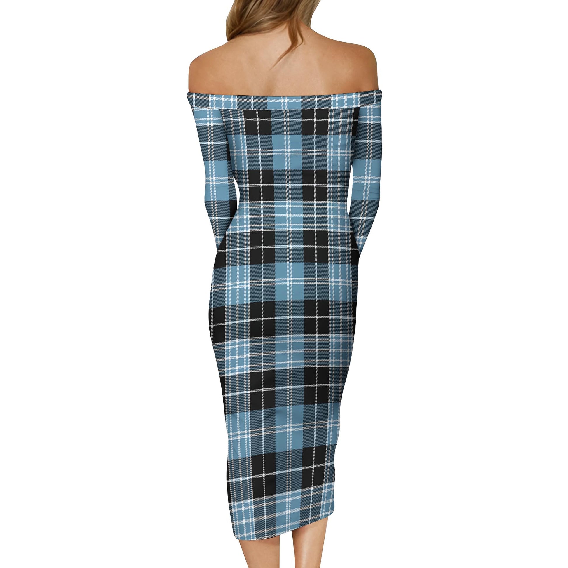 Clark Ancient Tartan Off Shoulder Lady Dress - Tartanvibesclothing