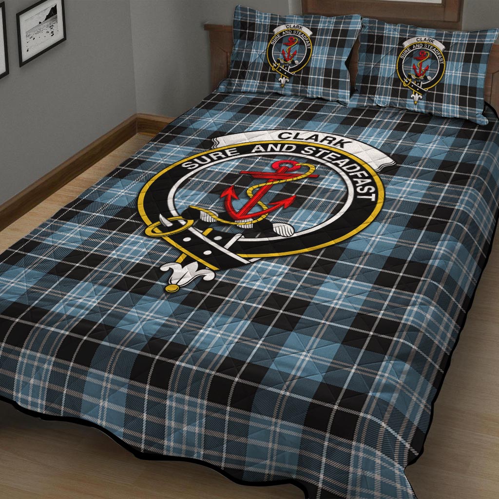 Clark Ancient Tartan Quilt Bed Set with Family Crest - Tartan Vibes Clothing