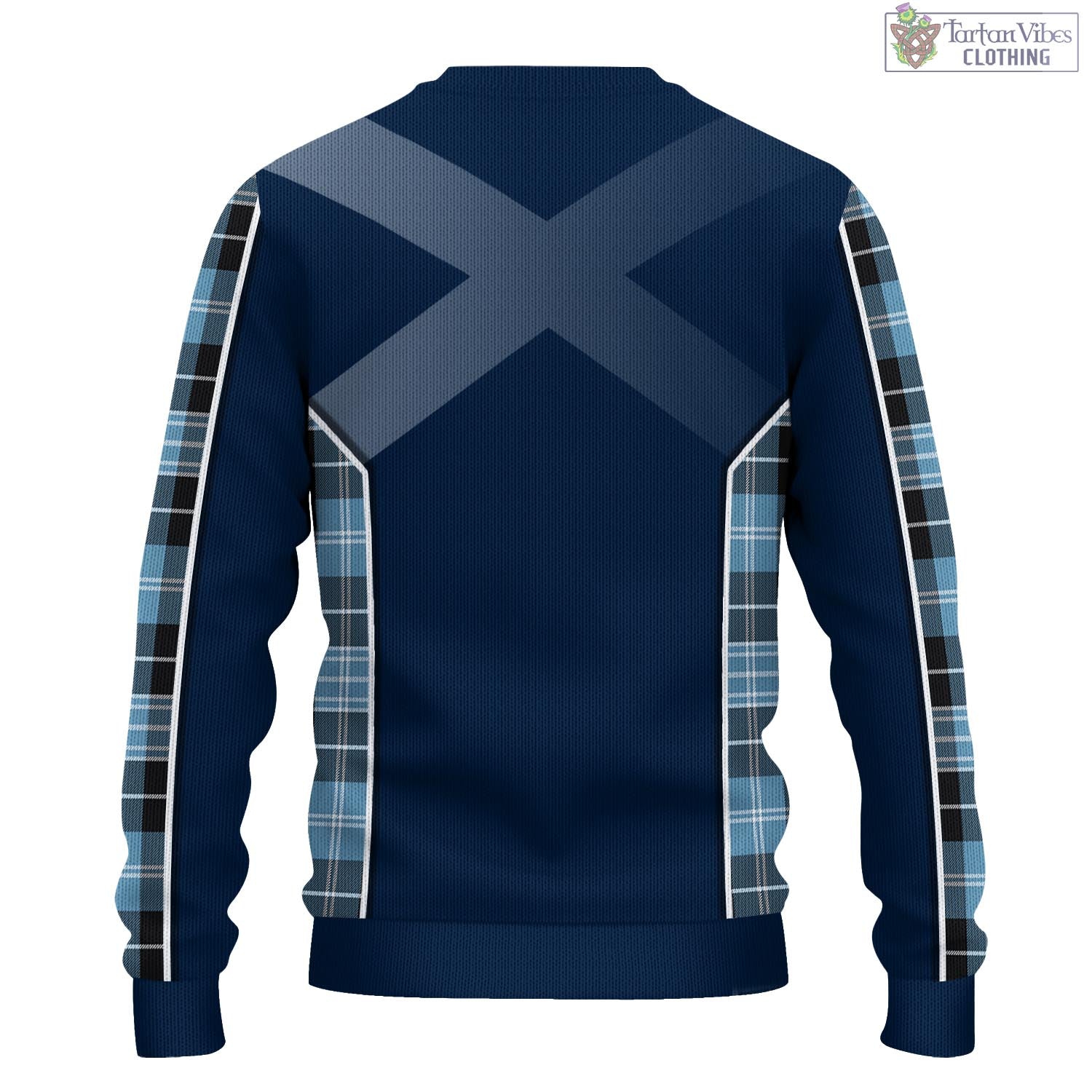 Tartan Vibes Clothing Clark Ancient Tartan Knitted Sweatshirt with Family Crest and Scottish Thistle Vibes Sport Style