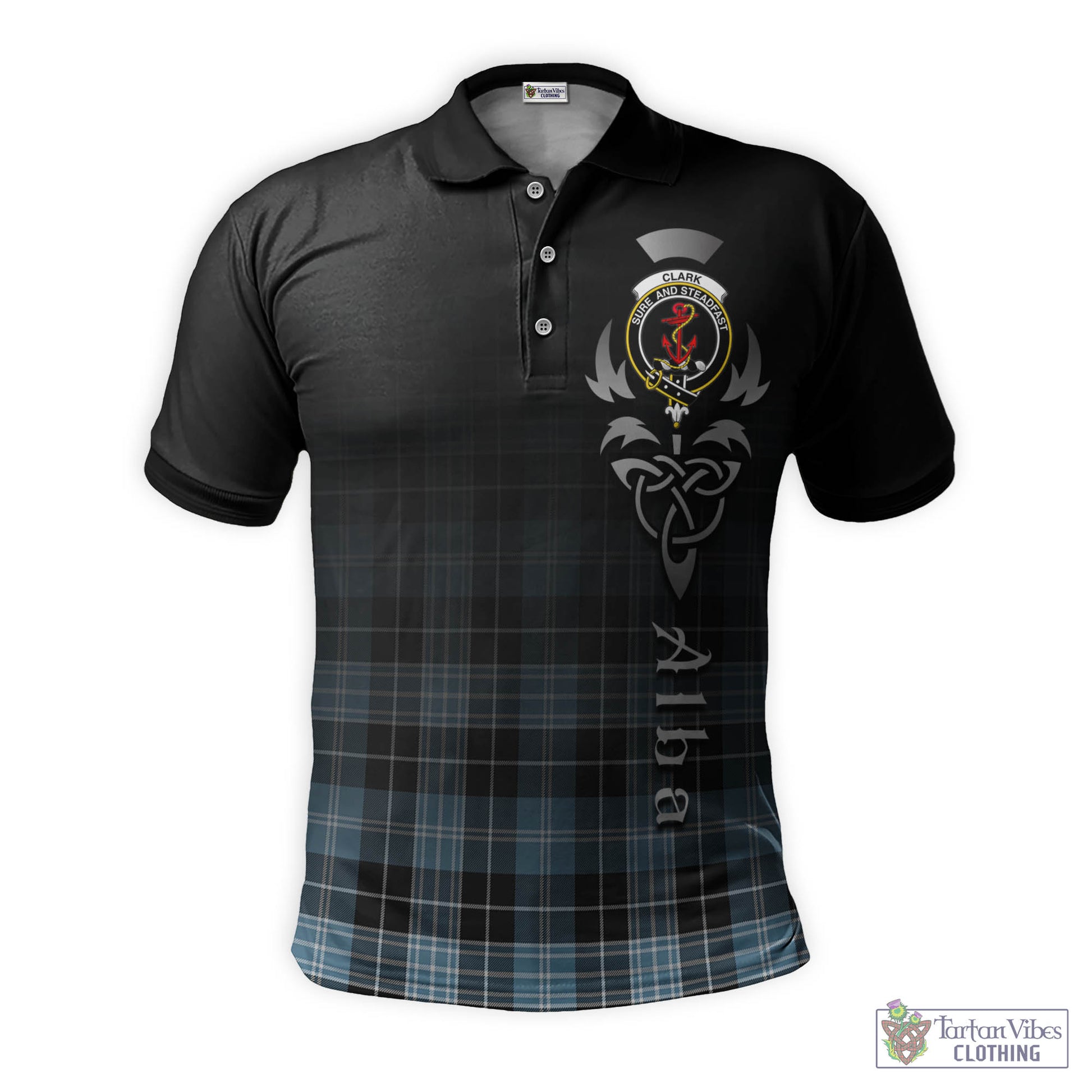 Tartan Vibes Clothing Clark Ancient Tartan Polo Shirt Featuring Alba Gu Brath Family Crest Celtic Inspired