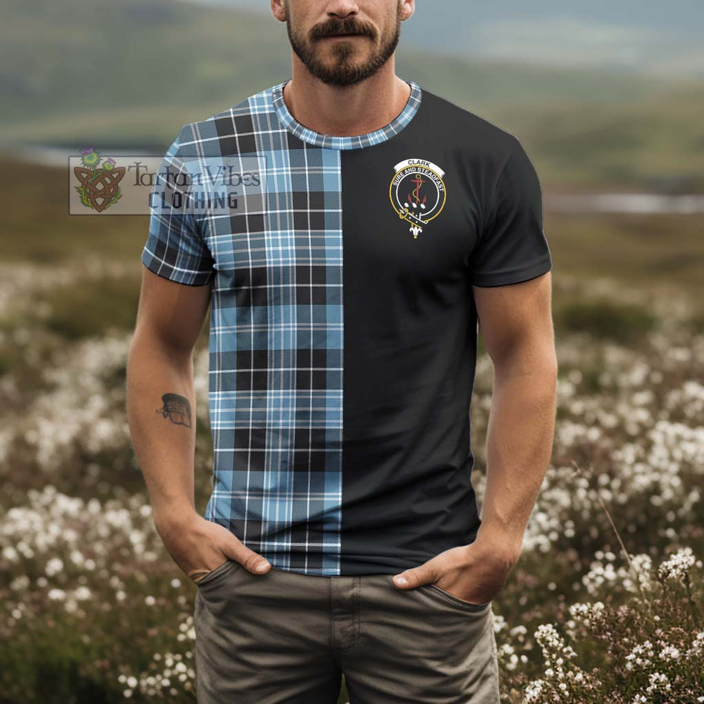 Clark Ancient Tartan T-Shirt with Family Crest and Half Of Me Style - Tartanvibesclothing Shop