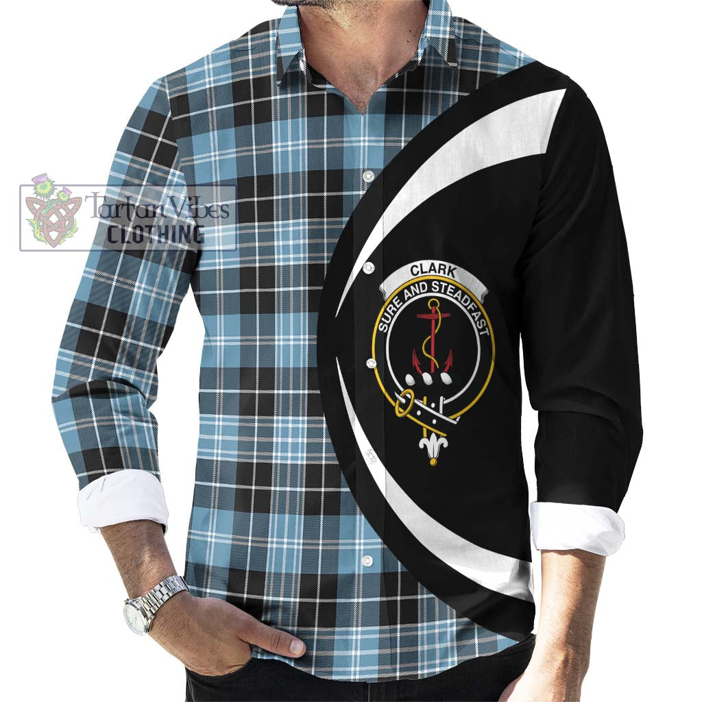 Clark Ancient Tartan Long Sleeve Button Up with Family Crest Circle Style - Tartan Vibes Clothing