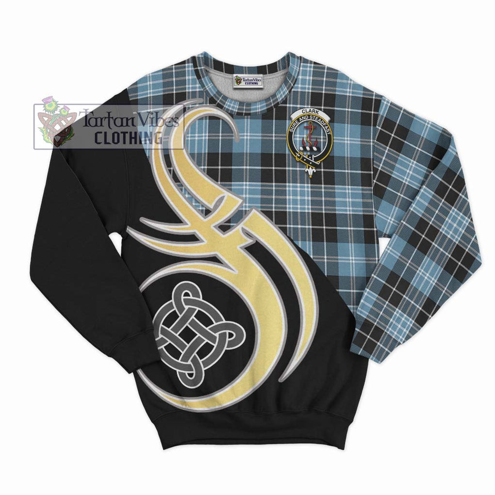 Clark Ancient Tartan Sweatshirt with Family Crest and Celtic Symbol Style - Tartan Vibes Clothing