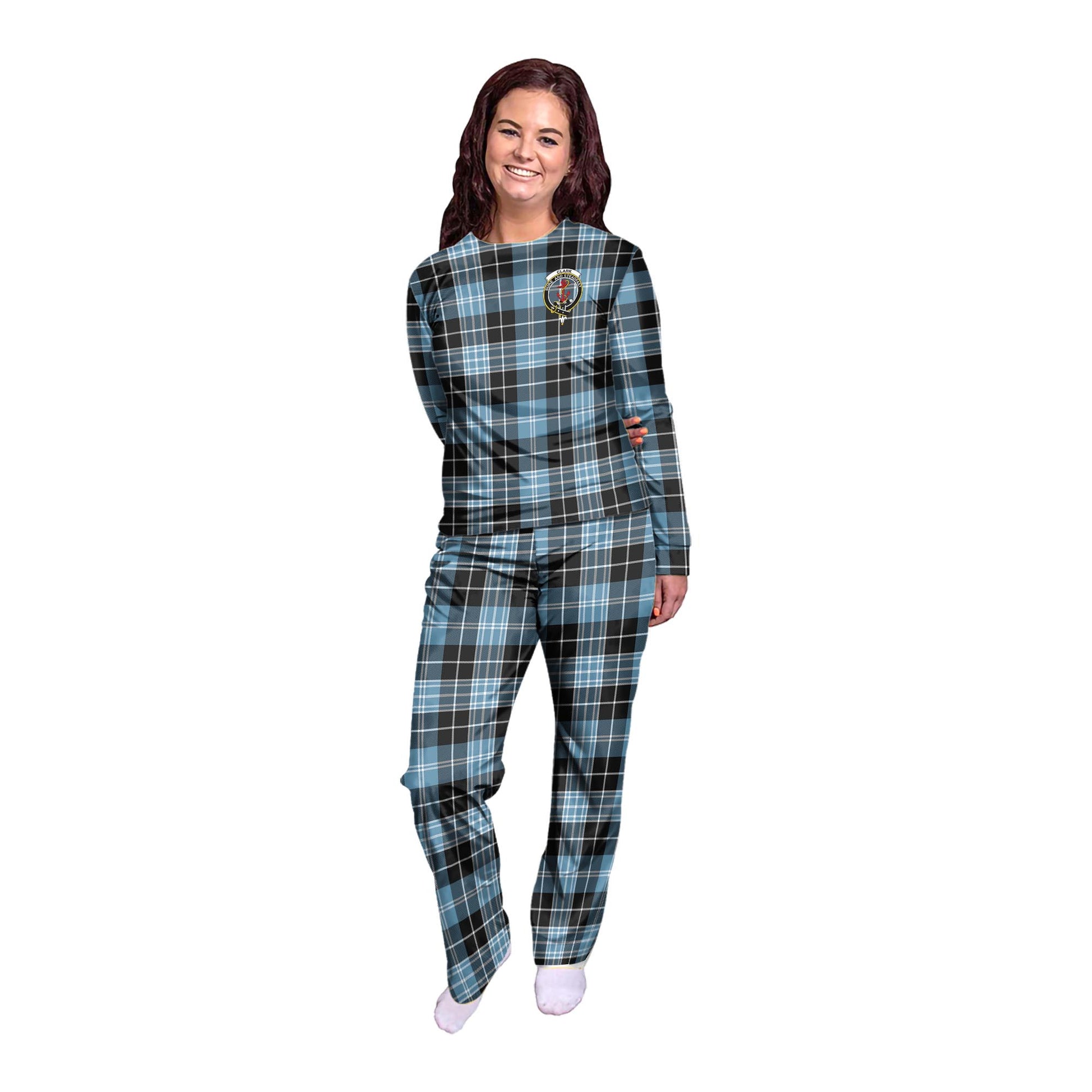 Clark Ancient Tartan Pajamas Family Set with Family Crest - Tartan Vibes Clothing