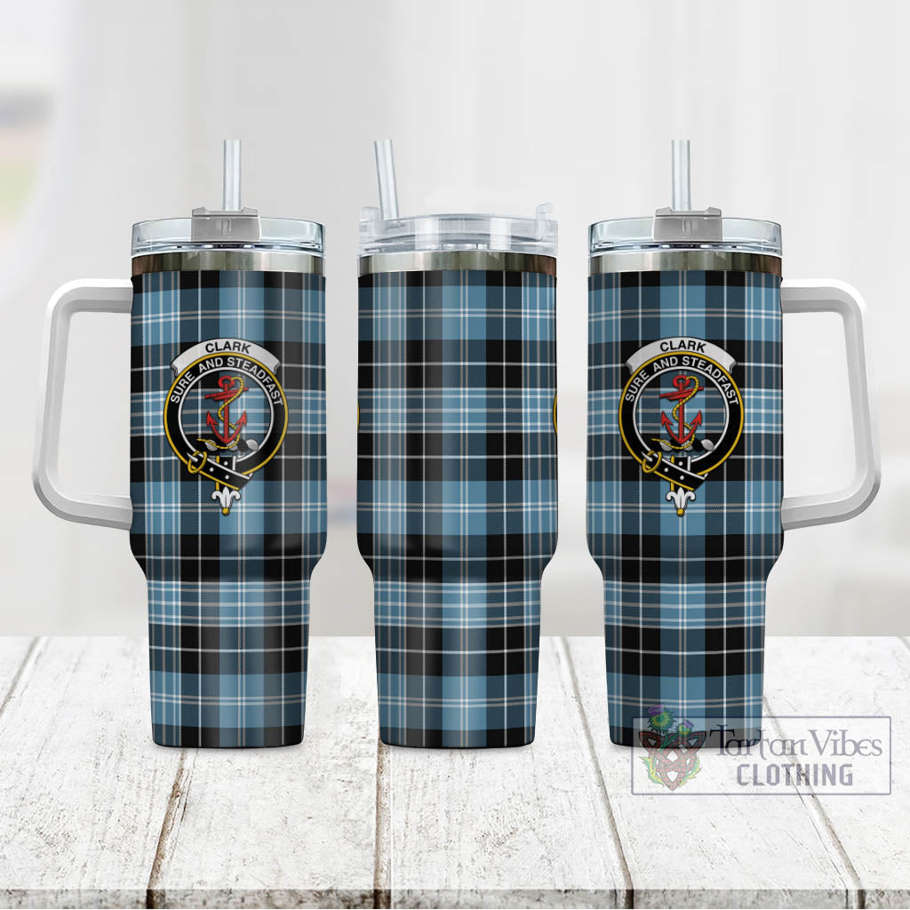 Tartan Vibes Clothing Clark Ancient Tartan and Family Crest Tumbler with Handle