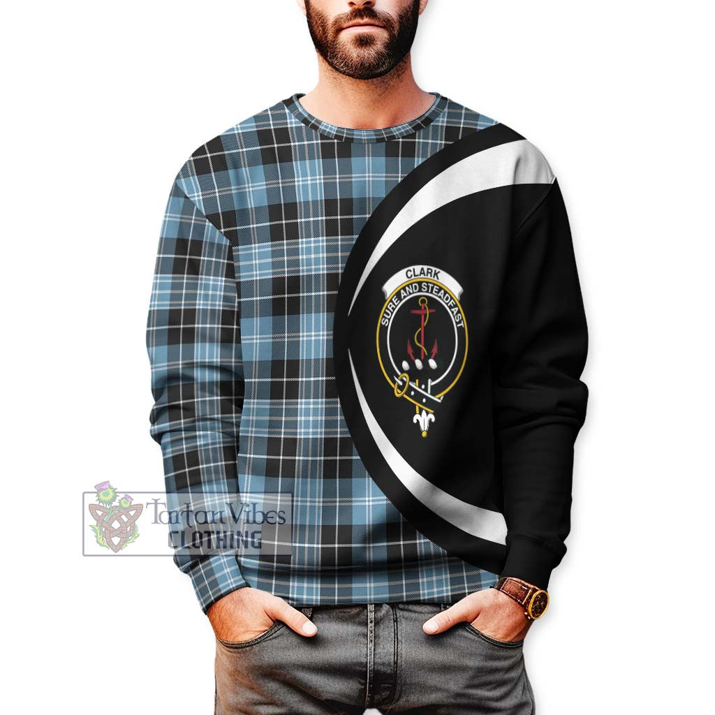 Clark Ancient Tartan Sweatshirt with Family Crest Circle Style - Tartan Vibes Clothing