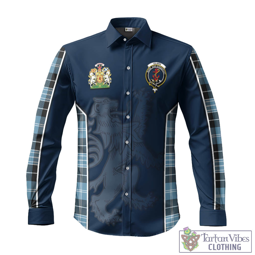 Tartan Vibes Clothing Clark Ancient Tartan Long Sleeve Button Up Shirt with Family Crest and Lion Rampant Vibes Sport Style