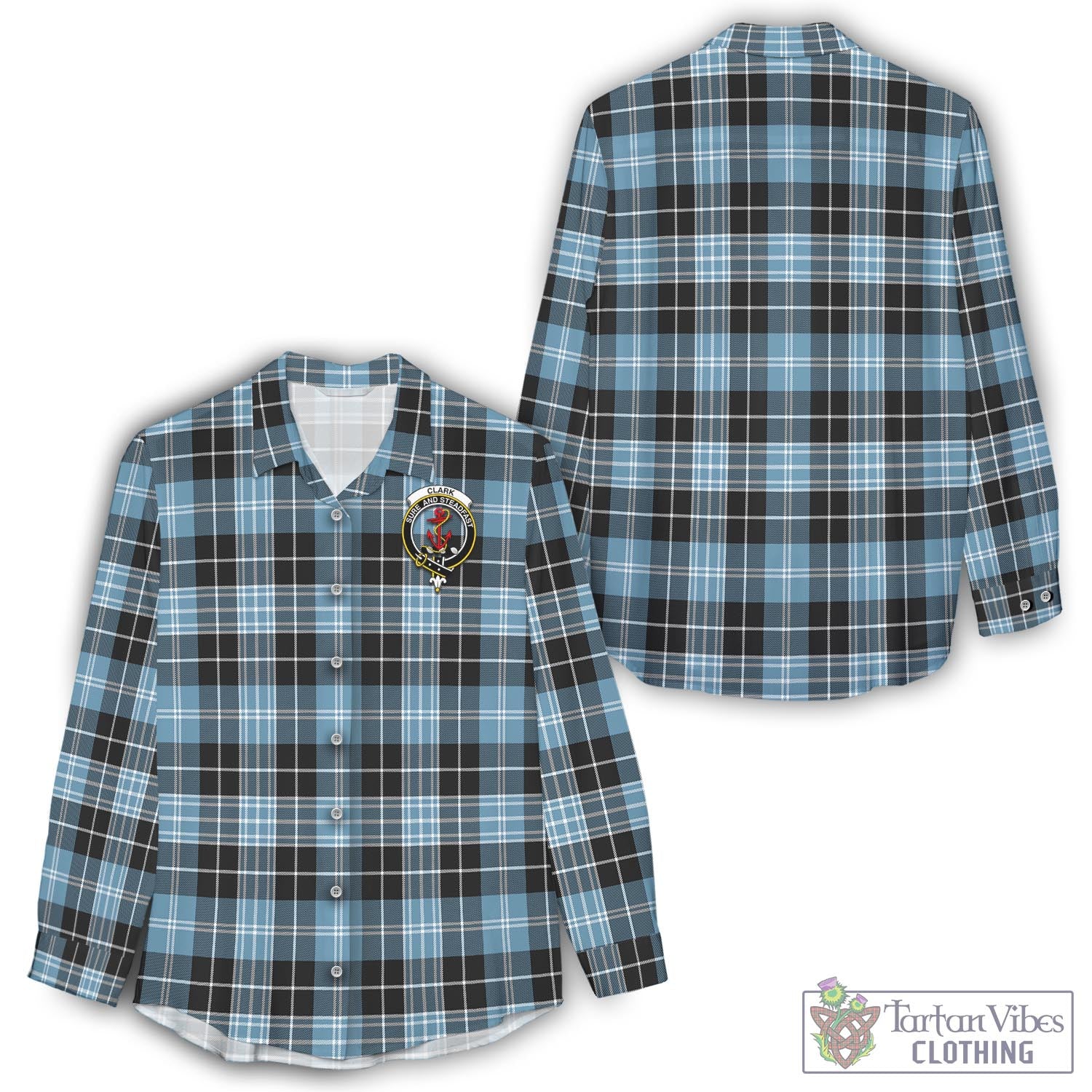 Tartan Vibes Clothing Clark Ancient Tartan Womens Casual Shirt with Family Crest