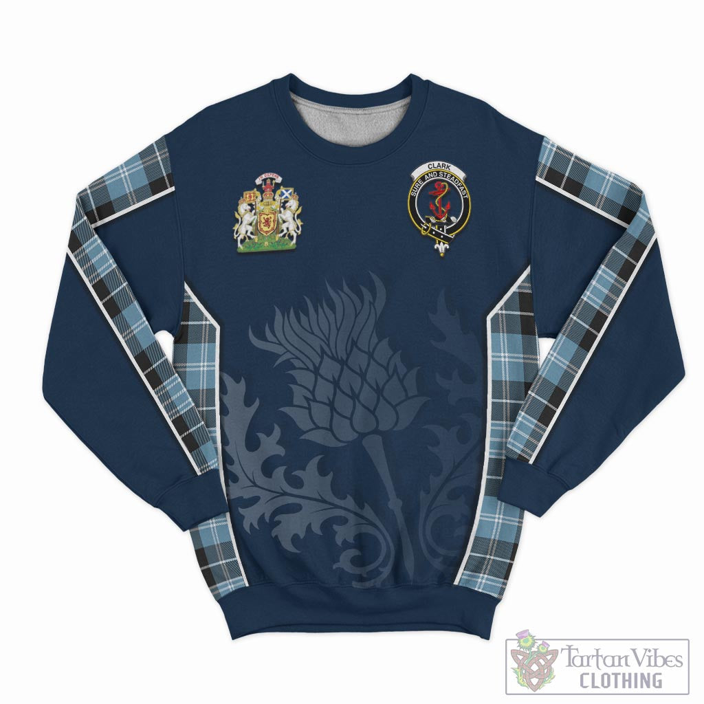 Tartan Vibes Clothing Clark Ancient Tartan Sweatshirt with Family Crest and Scottish Thistle Vibes Sport Style