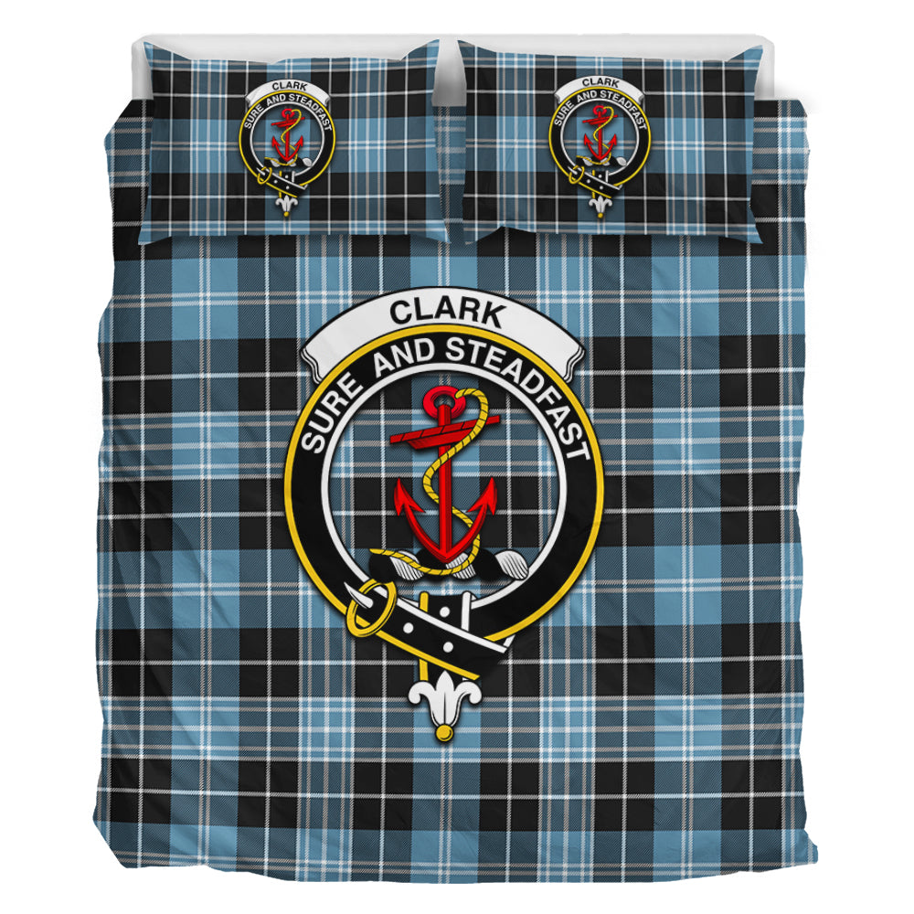 Clark Ancient Tartan Bedding Set with Family Crest - Tartan Vibes Clothing