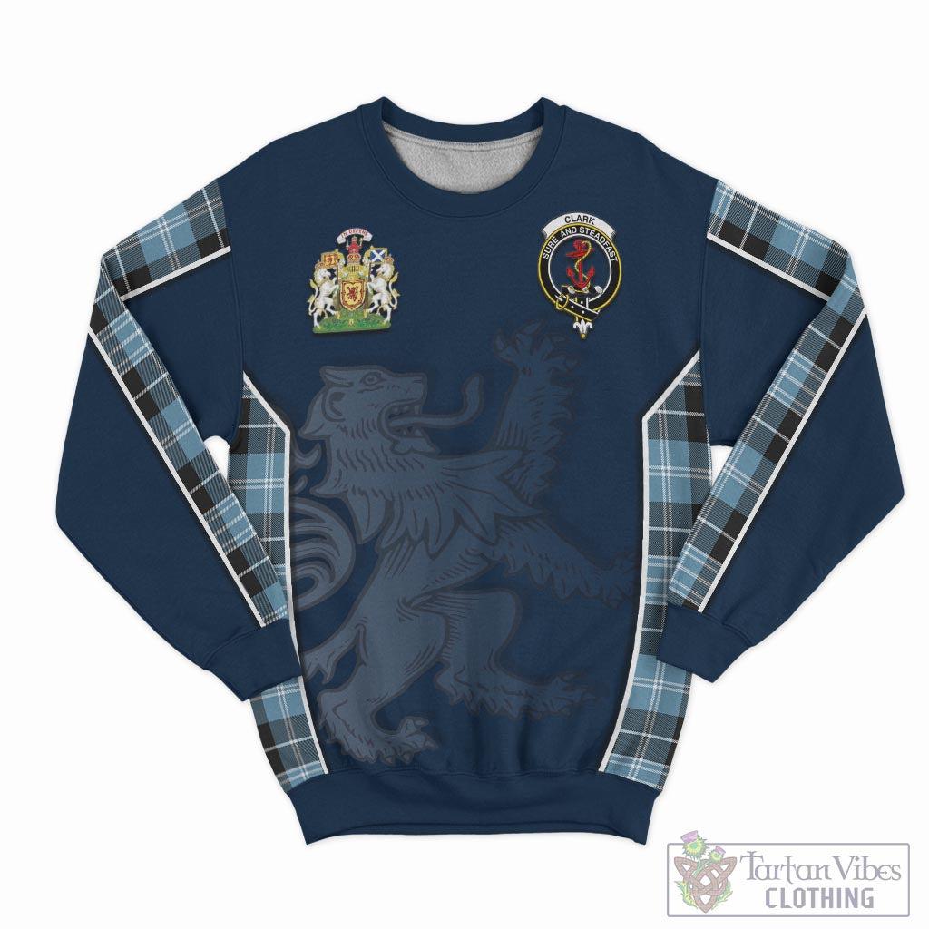 Tartan Vibes Clothing Clark Ancient Tartan Sweater with Family Crest and Lion Rampant Vibes Sport Style