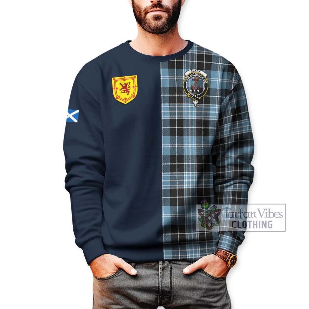 Tartan Vibes Clothing Clark Ancient Tartan Sweatshirt with Scottish Lion Royal Arm Half Style