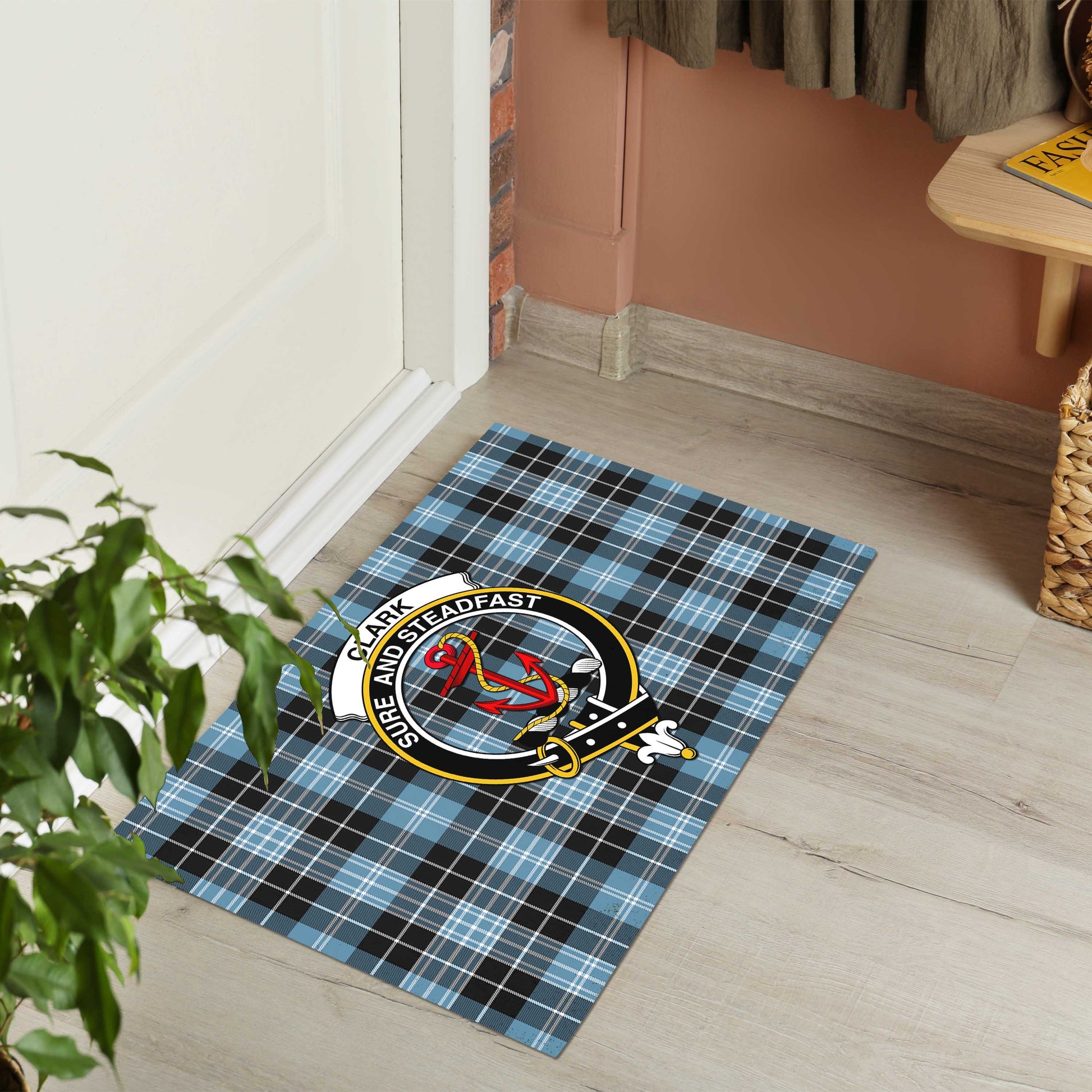 Clark Ancient Tartan Door Mat with Family Crest - Tartanvibesclothing