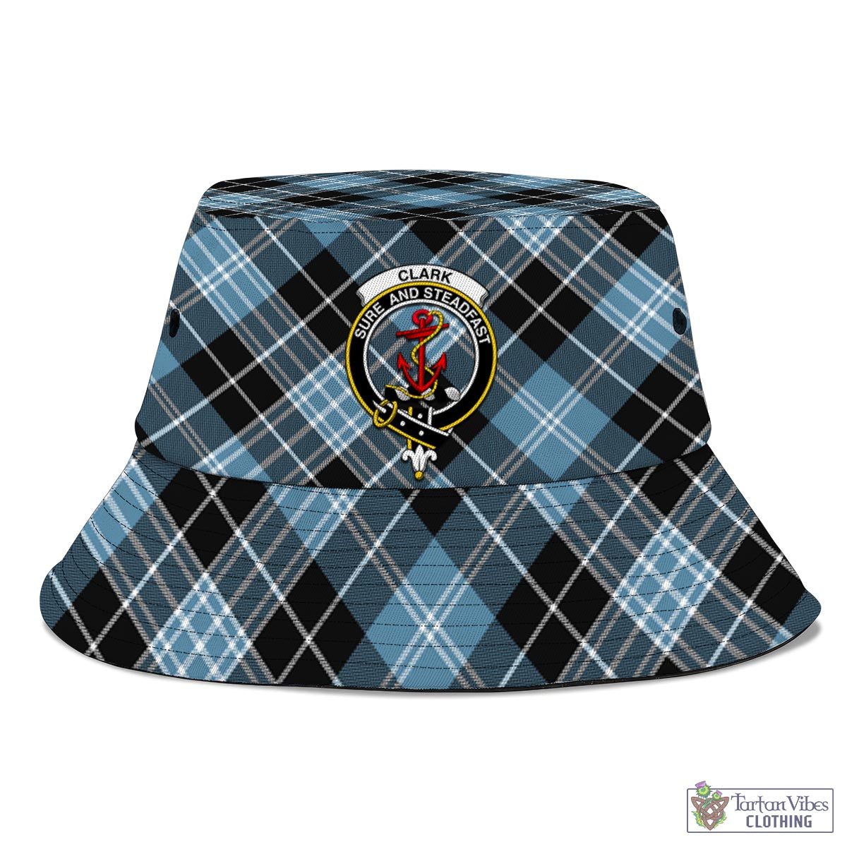 Tartan Vibes Clothing Clark Ancient Tartan Bucket Hat with Family Crest