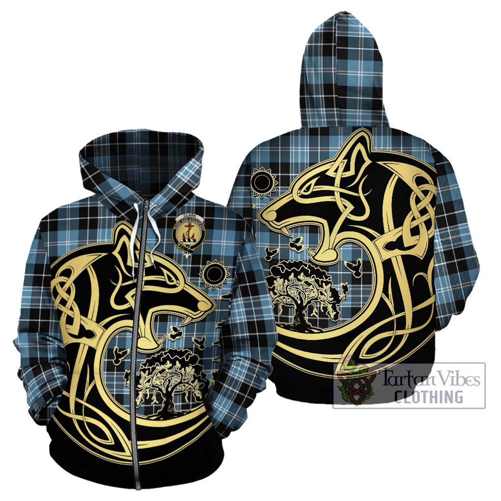 Clark Ancient Tartan Hoodie with Family Crest Celtic Wolf Style - Tartan Vibes Clothing