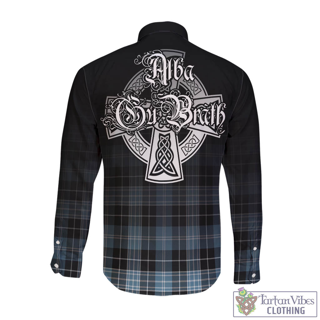 Tartan Vibes Clothing Clark Ancient Tartan Long Sleeve Button Up Featuring Alba Gu Brath Family Crest Celtic Inspired