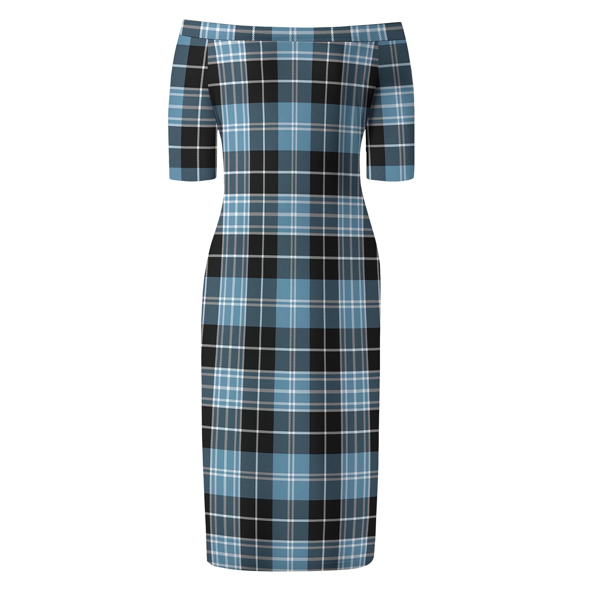 Clark Ancient Tartan Off Shoulder Lady Dress - Tartanvibesclothing