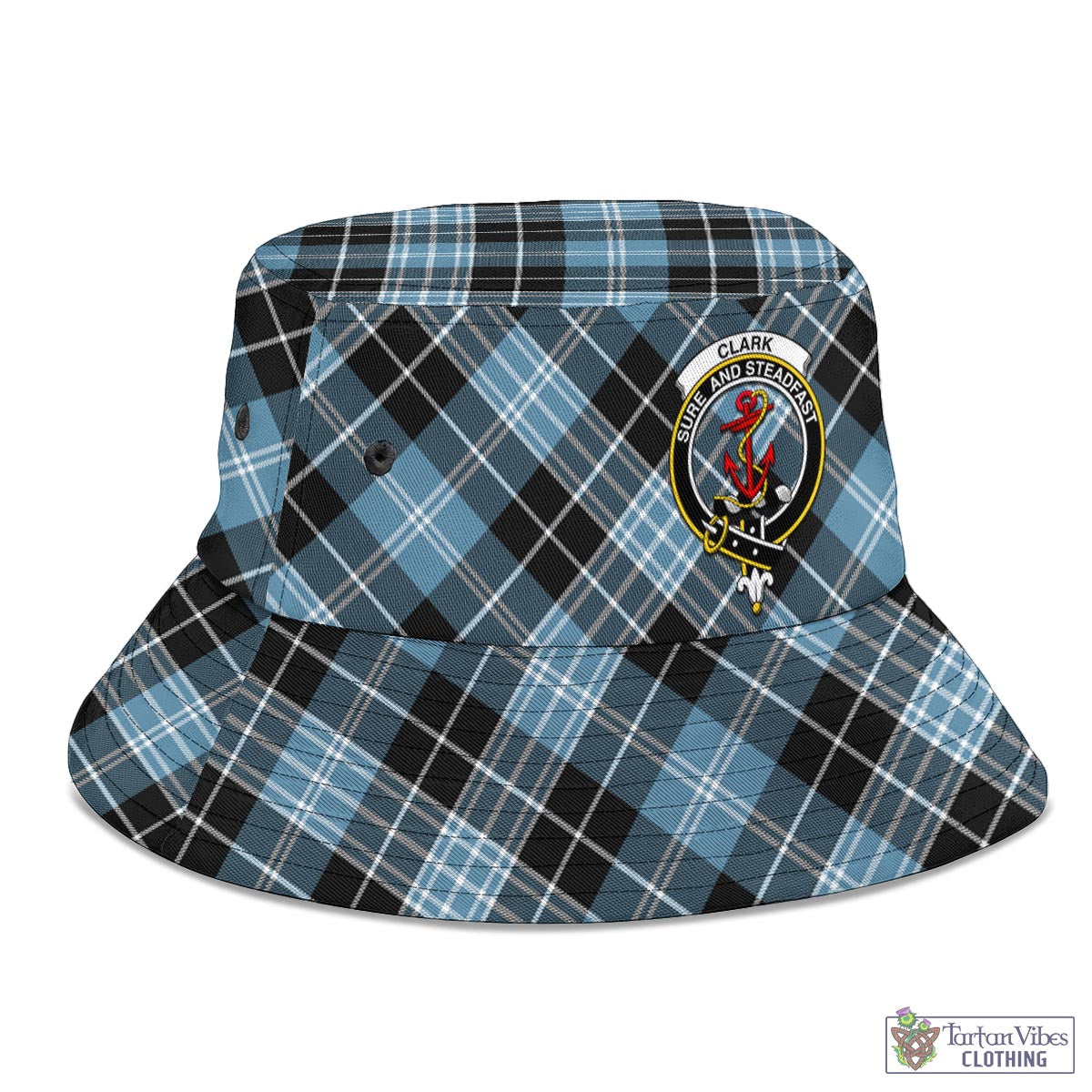 Tartan Vibes Clothing Clark Ancient Tartan Bucket Hat with Family Crest