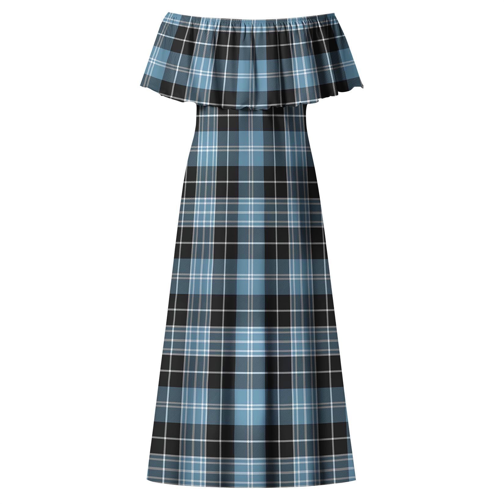 Clark Ancient Tartan Off Shoulder Long Dress - Tartanvibesclothing