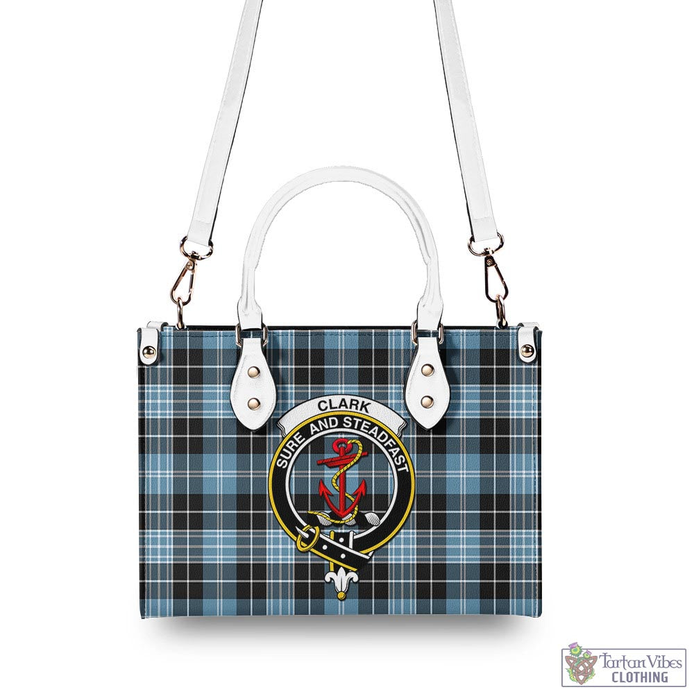 Tartan Vibes Clothing Clark Ancient Tartan Luxury Leather Handbags with Family Crest