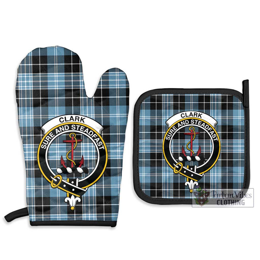 Clark Ancient Tartan Combo Oven Mitt & Pot-Holder with Family Crest Combo 1 Oven Mitt & 2 Pot-Holder Black - Tartan Vibes Clothing